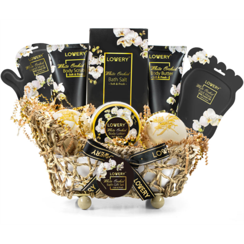 Lovery luxury spa bath set - white orchid - with hand & foot lotion masks