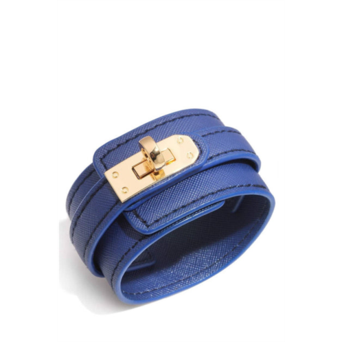 Liv Oliver 18k gold blue leather bracelet