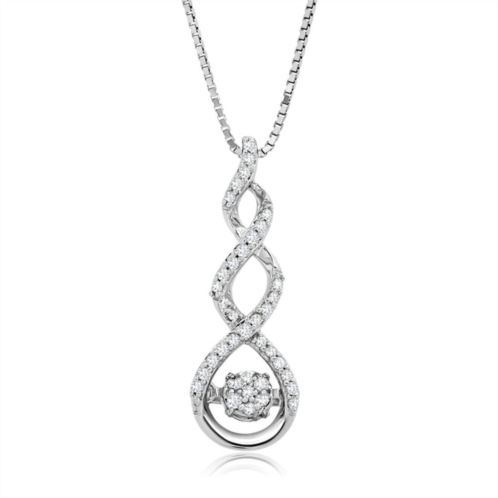 MAX + STONE dancing diamond side by side real diamond pendant necklace for women in solid 925 sterling silver (1/10 ct.tw.), 18 chain
