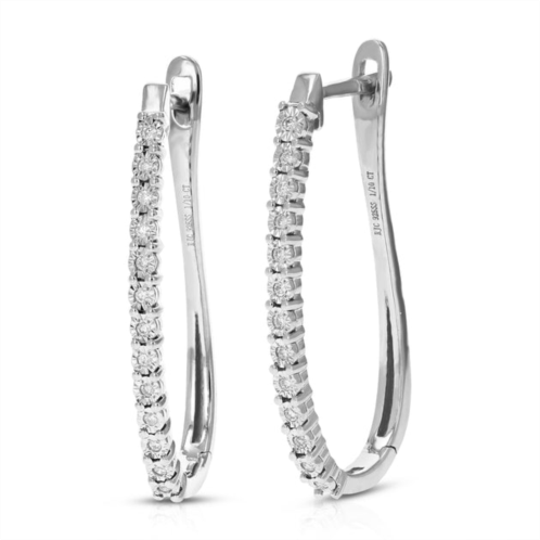 Vir Jewels 1/10 cttw round lab grown diamond prong set hoop earrings in .925 sterling silver 1 inch