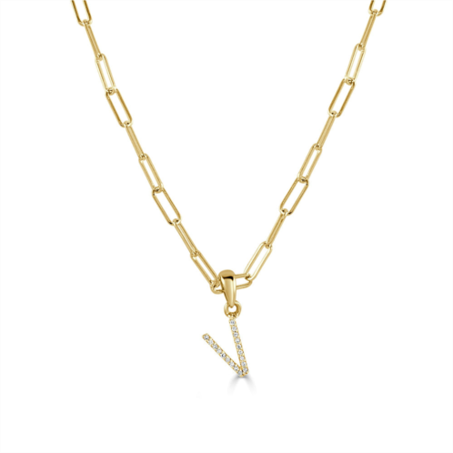 Sabrina Designs 14k gold & diamond paperclip initial necklace