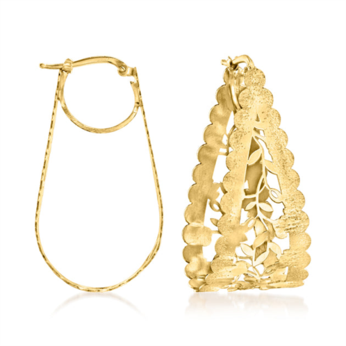 Ross-Simons italian 18kt gold over sterling floral hoop earrings