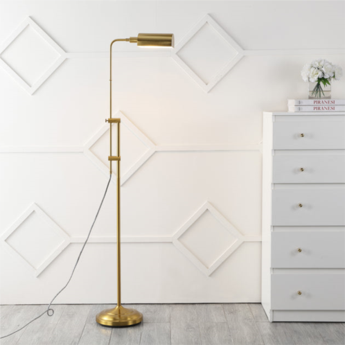 JONATHAN Y zinnia 63 industrial minimalist height-adjustable iron pharmacy led floor lamp, brass gold