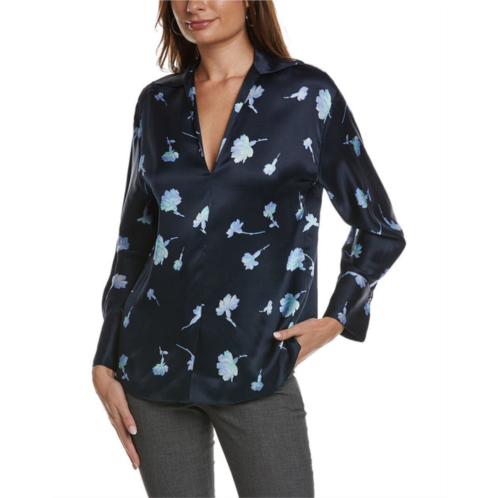 Vince sea carnation shaped collar silk blouse