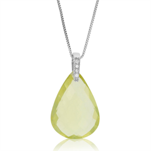Vir Jewels 6 cttw pendant necklace, lemon quartz pear shape pendant necklace for women in .925 sterling silver with 18 inch chain, prong setting