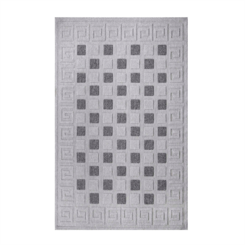 Superior modern geometric greek key polypropylene indoor/outdoor area rug