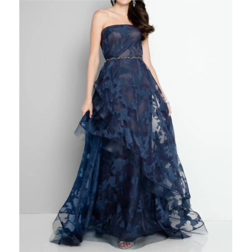 Terani Couture strapless prom dress in navy