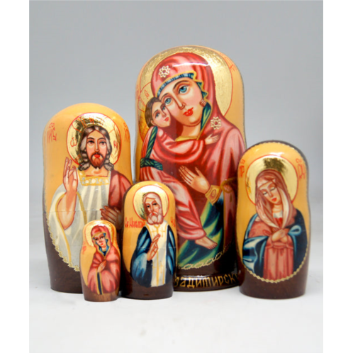 G. DeBrekht designocracy golden icon 5-piece russian matryoshka stacking dolls set