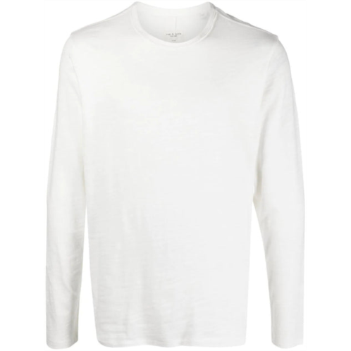 Rag & bone mens white knit long sleeve cotton t-shirt pullover