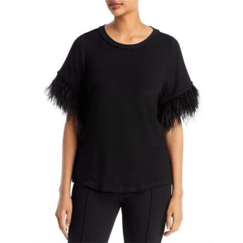 Kobi Halperin miley womens faux feather trim dolman pullover top