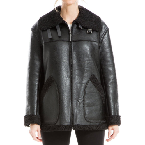 Max Studio leatherette zip front jacket