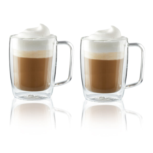 Henckels cafe roma 2-pc double-wall glassware 15oz. glass latte mug set