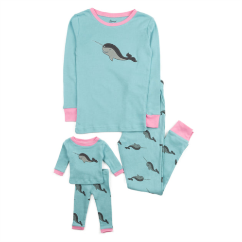 Leveret girls and matching doll cotton pajamas whale