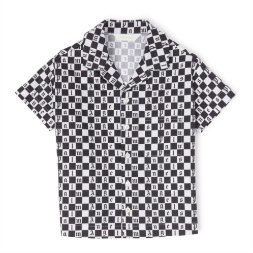PALM ANGELS black & white checkerboard print shirt