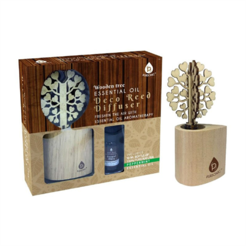 PURSONIC 3d wood heatstree decor reed diffuser with peppermint essential oils
