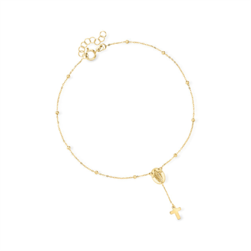 Ross-Simons italian 14kt yellow gold miraculous medal rosary-style anklet