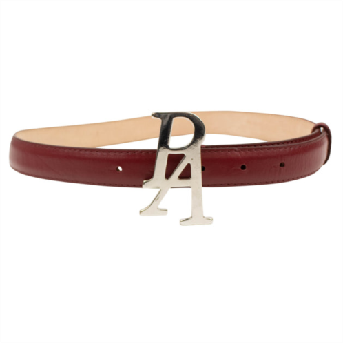 Palm Angels red leather logo plate belt