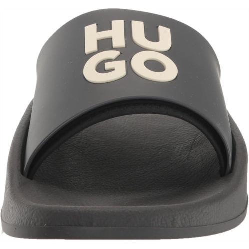 Hugo Boss hugo mens black logo stacked logo slide sandal shoes
