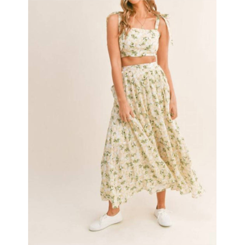 MABLE elia floral maxi skirt set in yellow