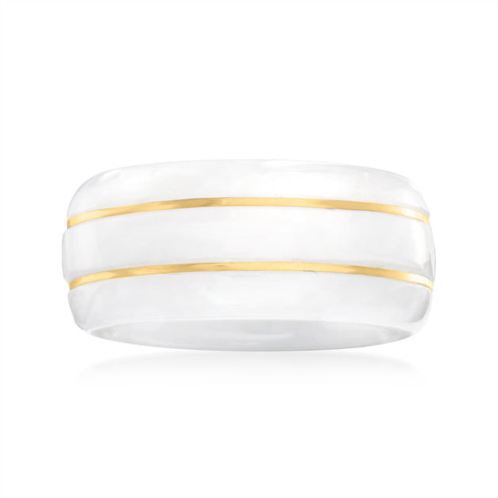 Ross-Simons white jade ring with 14kt yellow gold