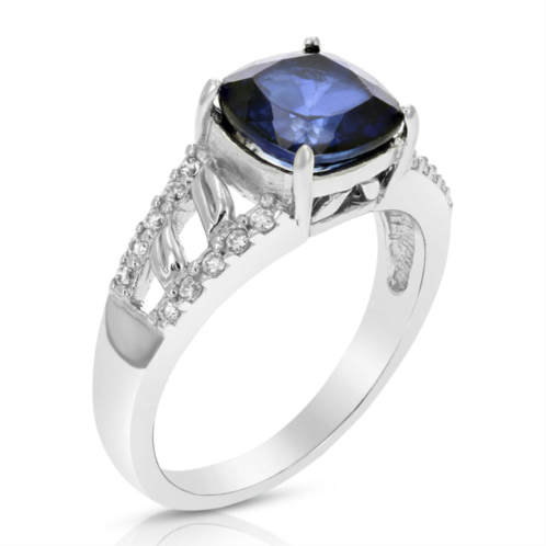 Vir Jewels 2.10 cttw created blue sapphire ring .925 sterling silver cushion 8 mm