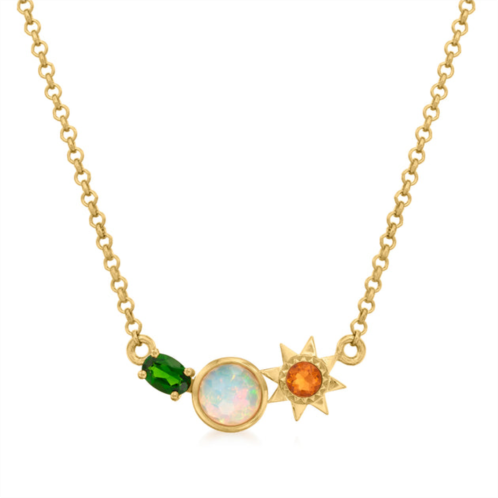Ross-Simons ethiopian and fire opal sun necklace with . chrome diopside in 18kt gold over sterling