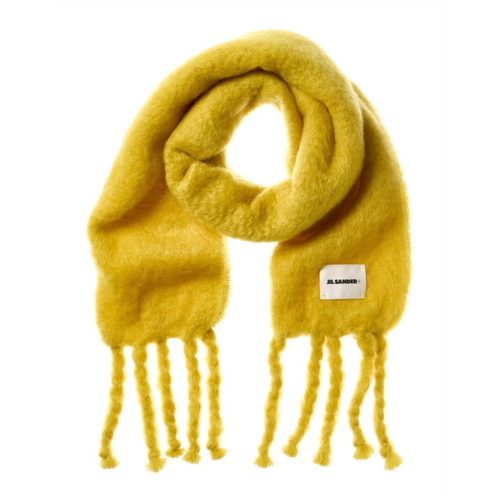Jil Sander logo long mohair & wool-blend scarf