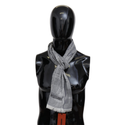 Missoni floral wool unisex neck wrap fringes mens scarf