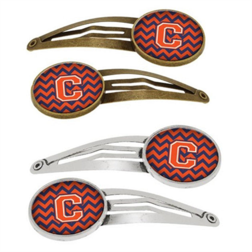 Carolines Treasures cj1042-chcs4 letter c chevron orange & blue barrettes hair clips, set of 4