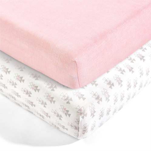 Lush Decor pixie fox geo organic cotton fitted crib sheet 2 pack set