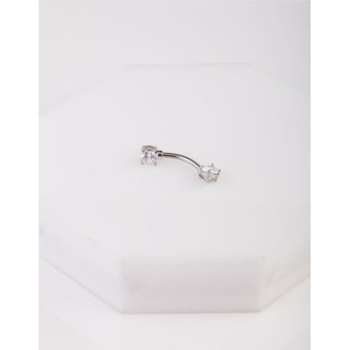 J09A silver surgical steel crystal belly bar