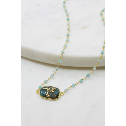 A Blonde and Her Bag mrs. parker endless summer necklace in teal turquoise mojave