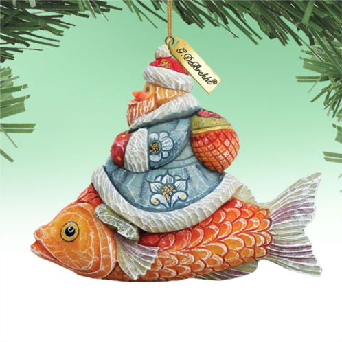 designocracy santa on fish handpainted ornament g.debrekht