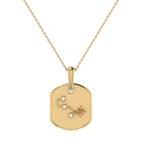 Monary scorpio citrine & diamond constellation tag pendant necklace in 14k yellow gold vermeil on sterling silver