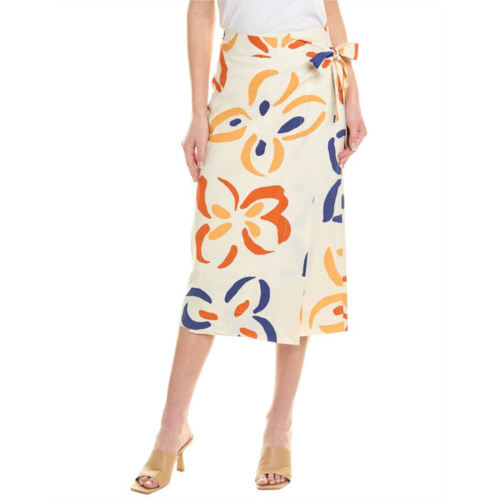 Rebecca Taylor flame fleur whisper linen-blend wrap skirt
