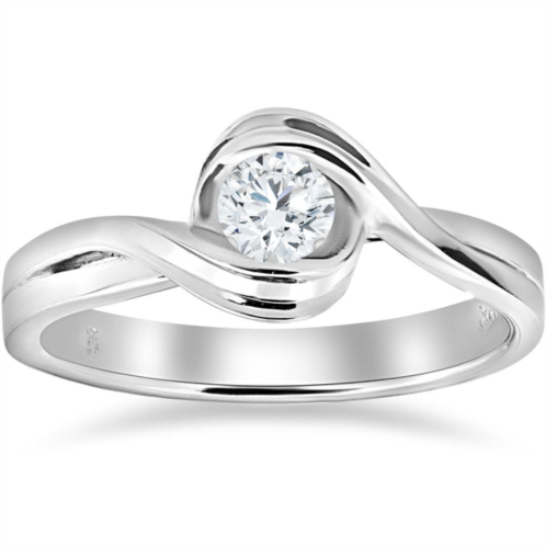 Pompeii3 1/2 ct solitaire round brilliant cut diamond engagement ring 14k white gold