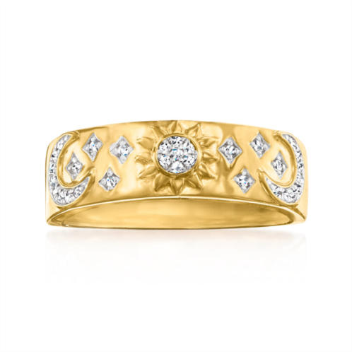 Ross-Simons diamond moon, sun and star band ring in 18kt gold over sterling