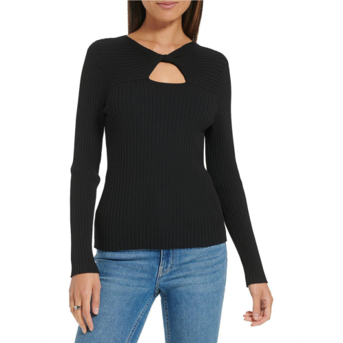 Calvin Klein womens cut-out ribbed knit pullover sweater