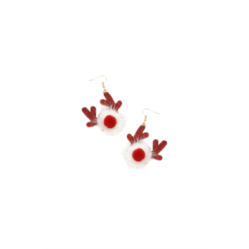 A Blonde and Her Bag red & white reindeer holiday earring