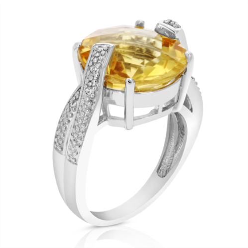 Vir Jewels 5.90 cttw citrine ring in brass with rhodium plating round shape 14 mm november