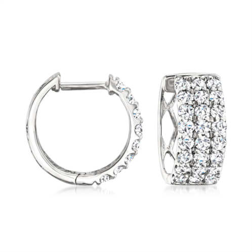 Ross-Simons diamond 3-row huggie hoop earrings in 14kt white gold