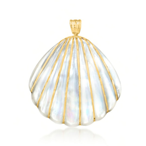 Ross-Simons mother-of-pearl seashell pendant with 4-4.5mm cultured pearls in 14kt yellow gold