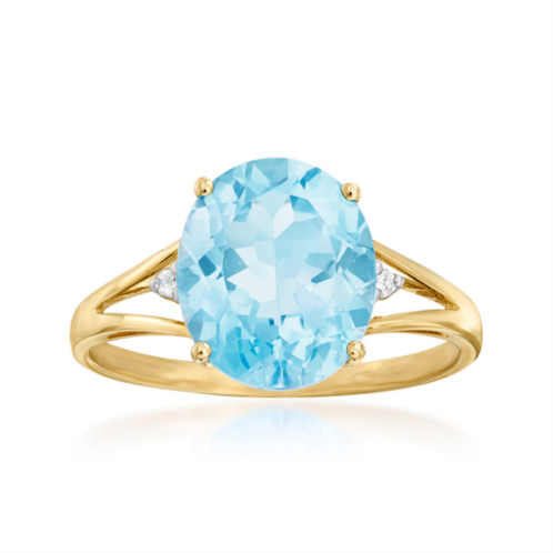 Ross-Simons swiss blue topaz ring with diamond accents in 14kt yellow gold