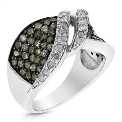 Vir Jewels 1.55 cttw champagne and white diamond ring .925 sterling silver rhodium