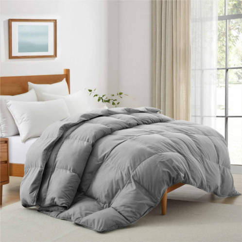 Puredown ultra soft fabric all season premium feather fiber and microfiber comforter with 360tc, dark grey