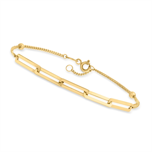 Canaria Fine Jewelry canaria 10kt yellow gold paper clip link chain and bead station bracelet