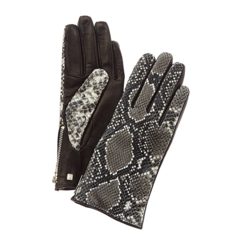 Bruno Magli cashmere-lined snake-embossed leather gloves