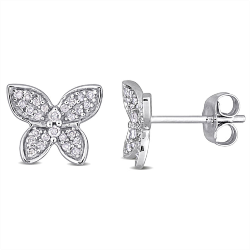 Mimi & Max 1/5 ct tw diamond butterfly stud earrings in 10k white gold