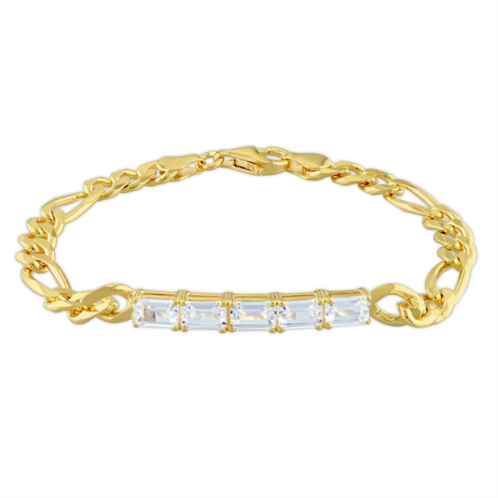 Mimi & Max 3 1/3 ct tgw created white sapphire birthstone link bracelet in yellow plated sterling silver