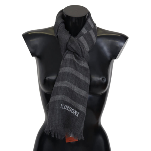 Missoni striped wool unisex neck wrap fringes mens scarf